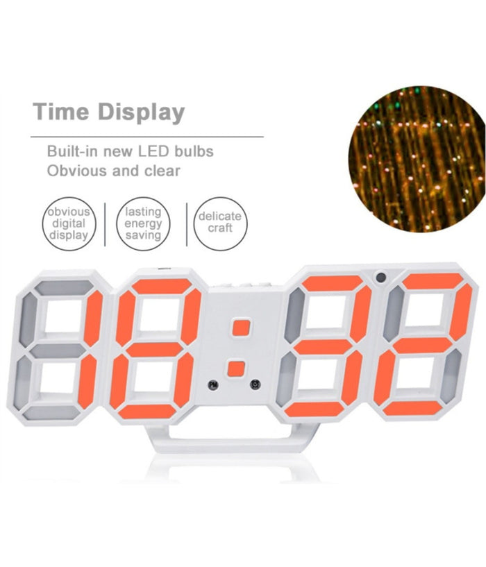 Orologio Sveglia Digitale Display 3d A Led Da Tavolo Parete Arredo Casa Ufficio         