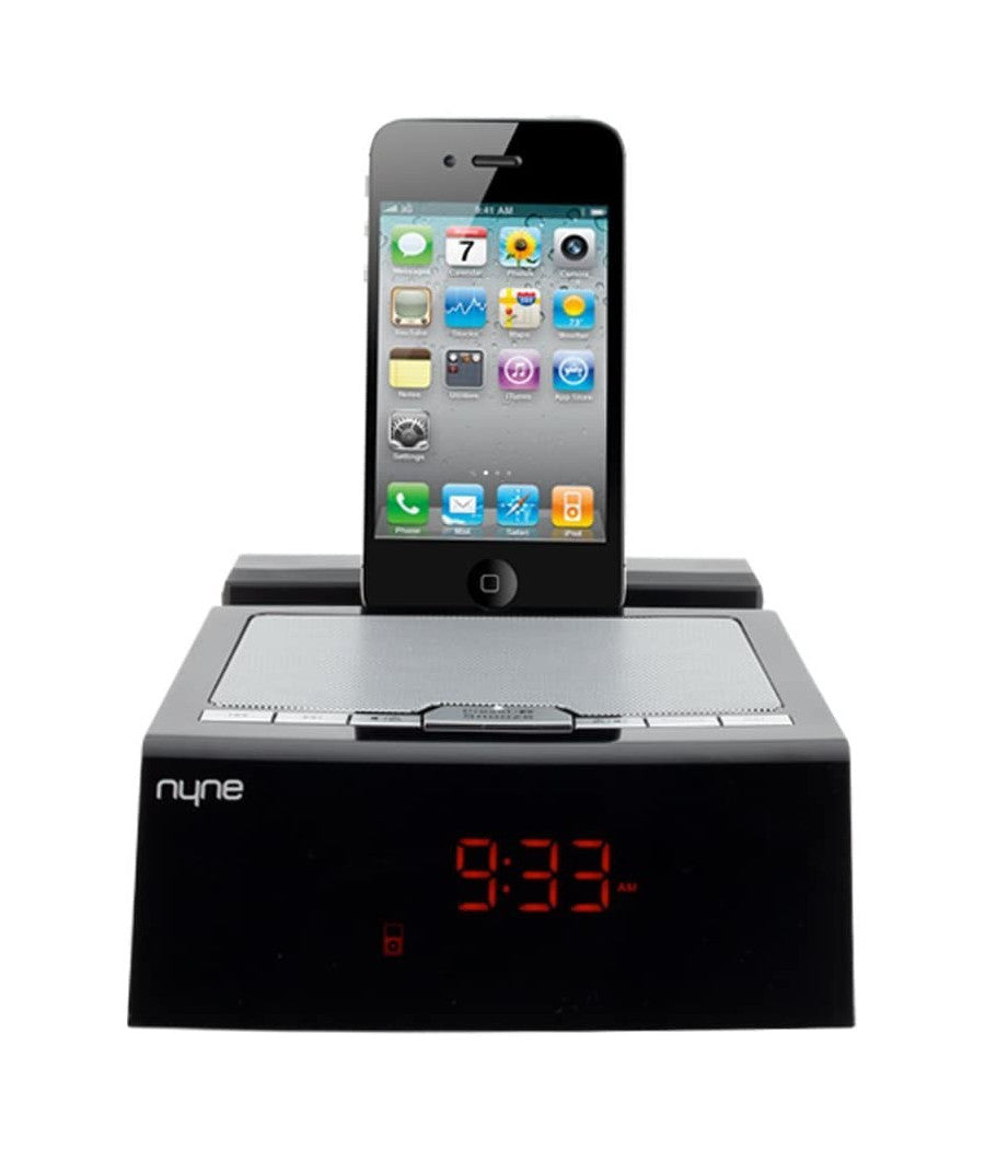Orologio Sveglia Per Iphone/ipod Docking Station Lettore Audio Mp3 Aux Radio         