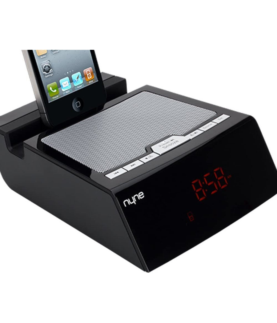 Orologio Sveglia Per Iphone/ipod Docking Station Lettore Audio Mp3 Aux Radio         