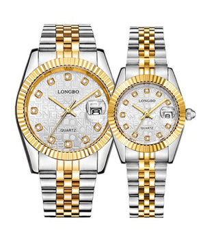 Orologio Uomo Donna Longbo 80435 In Acciaio Con Strass Impermeabile Silver Oro         