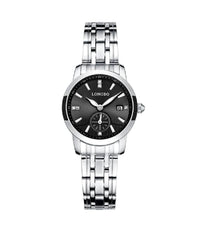 Orologio Uomo Donna Longbo 80436 Analogico Data Impermeabile Acciaio Silver Nero    -donna    -
