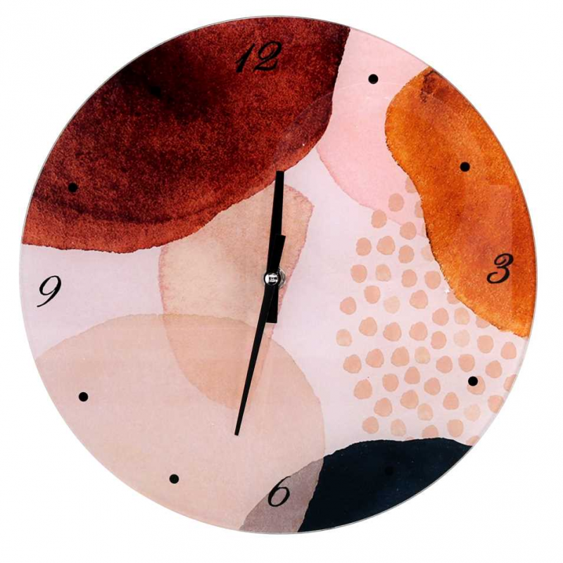 Orologio vetro beige arancione tondo cm ø30x4