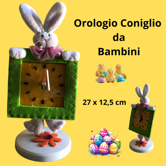 Orologio per bambini decorazioni pasqua vintage idee regalo cameretta bambina bambino coniglio pasquale coniglietto