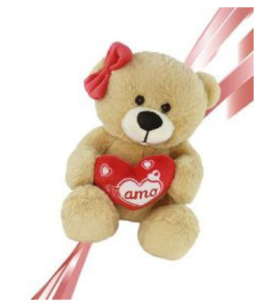 Orsa Orsetto Peluche Con Fiocco E Cuore Scritta Ti Amo 30 Cm San Valentino 92621         