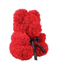 Orsacchiotto Di Rose Con Fiori Artificiali Da 40cm In Scatola Confezione Regalo         