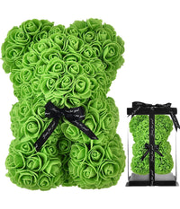 Orsacchiotto Orsetto Orso Di Rose Con Fiori Artificiali Da 25cm San Valentino  Verde       