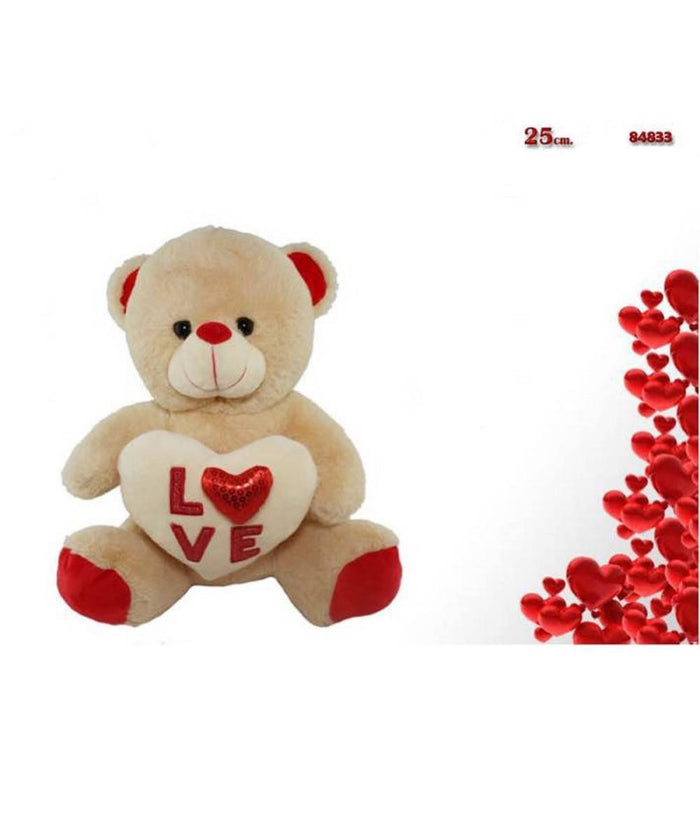 Orsacchiotto Peluche Pupazzo Orso Con Cuore Scritta Love Cuoricino 25 Cm 84833         