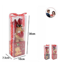 Orsetto Con Cuore Fiori Confezione Regalo Per San Valentino 10x7.5x30 Cm 63303         