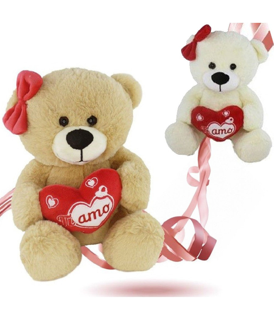Orsetto Orsa Peluche Con Cuore Scritta Ti Amo Fiocco 22 Cm San Valentino 92614         