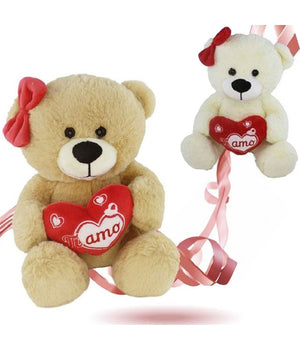 Orsetto Orsa Peluche Con Cuore Scritta Ti Amo Fiocco 22 Cm San Valentino 92614         