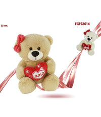 Orsetto Orsa Peluche Con Cuore Scritta Ti Amo Fiocco 22 Cm San Valentino 92614         