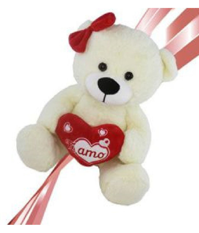Orsetto Orsa Peluche Con Cuore Scritta Ti Amo Fiocco 22 Cm San Valentino 92614         