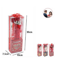 Orsetto Peluche Con Fiore Confezione Regalo Per San Valentino 10x7.5x30cm 63300         