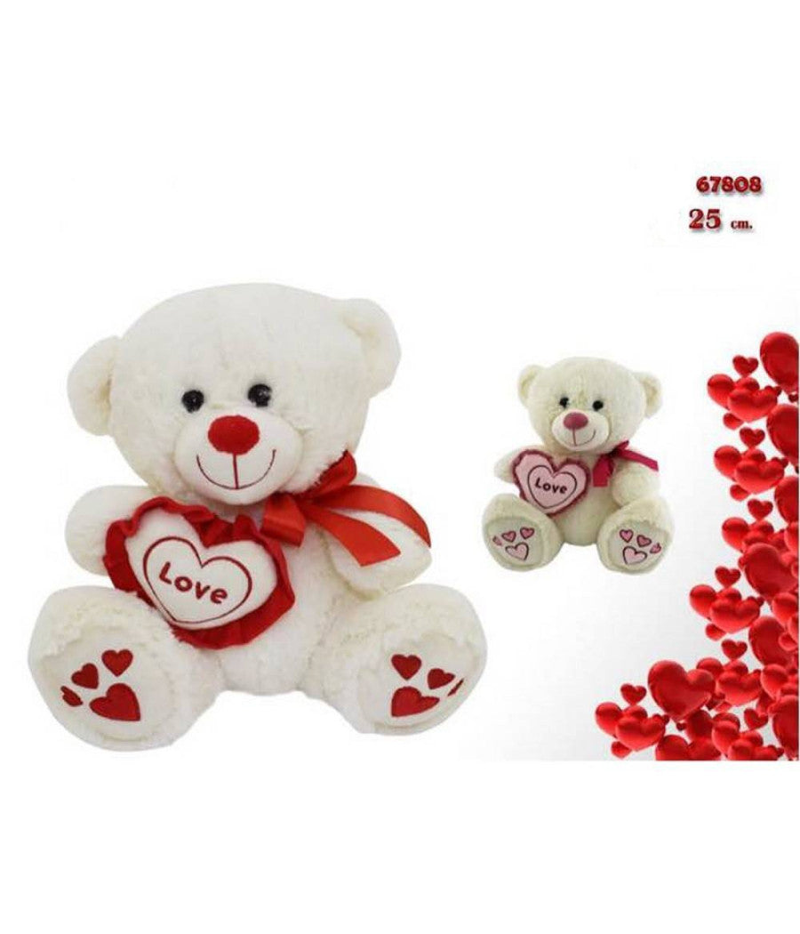 Orso Con Cuore Love E Fiocco 25 Cm Peluche Pupazzo San Valentino 2 Colori 67808         
