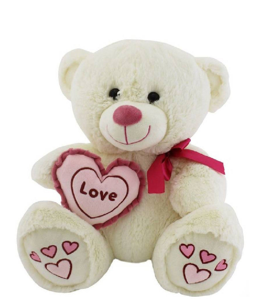 Orso Con Cuore Love Fiocco 35cm Peluche Orsacchiotto San Valentino 2 Colori 67815         