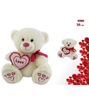 Orso Con Cuore Love Fiocco 35cm Peluche Orsacchiotto San Valentino 2 Colori 67815         