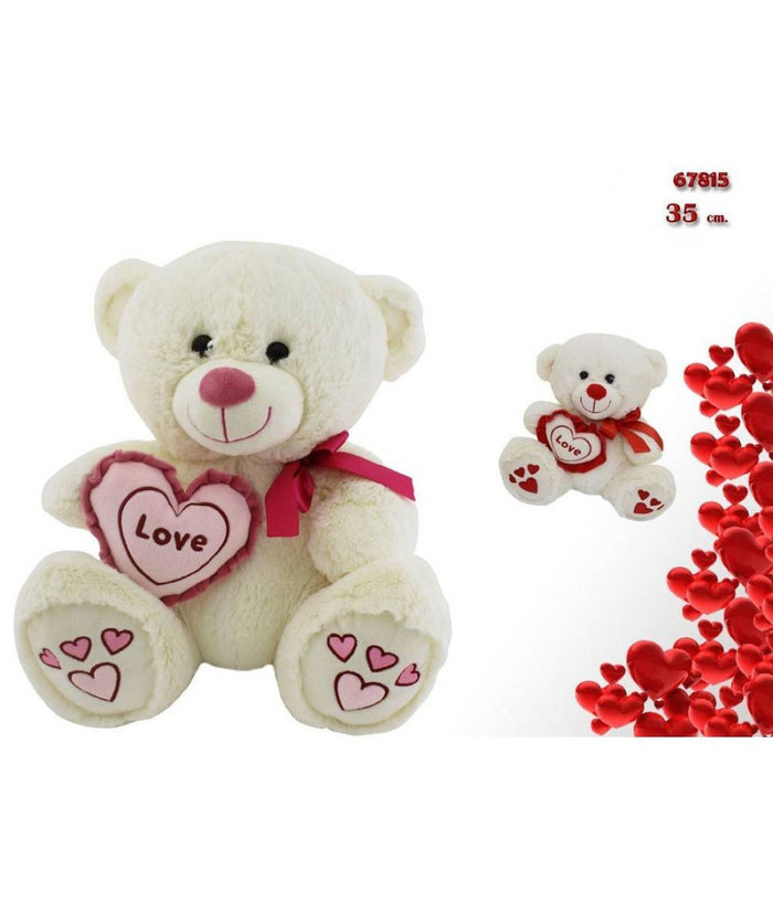Orso Con Cuore Love Fiocco 35cm Peluche Orsacchiotto San Valentino 2 Colori 67815         
