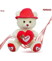 Orso In Peluche Con Cappello E Cuore Rosso 55 Cm Regalo Per San Valentino 92423         