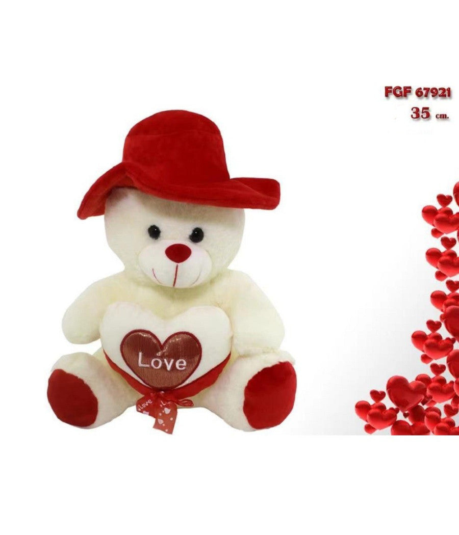 Orso In Peluche Con Cuore Love Cappello Pupazzo Regalo San Valentino 35 Cm 67921         