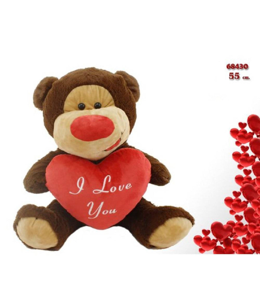 Orso In Peluche Con Cuore Rosso "i Love You" 55 Cm Pupazzo San Valentino 68430         