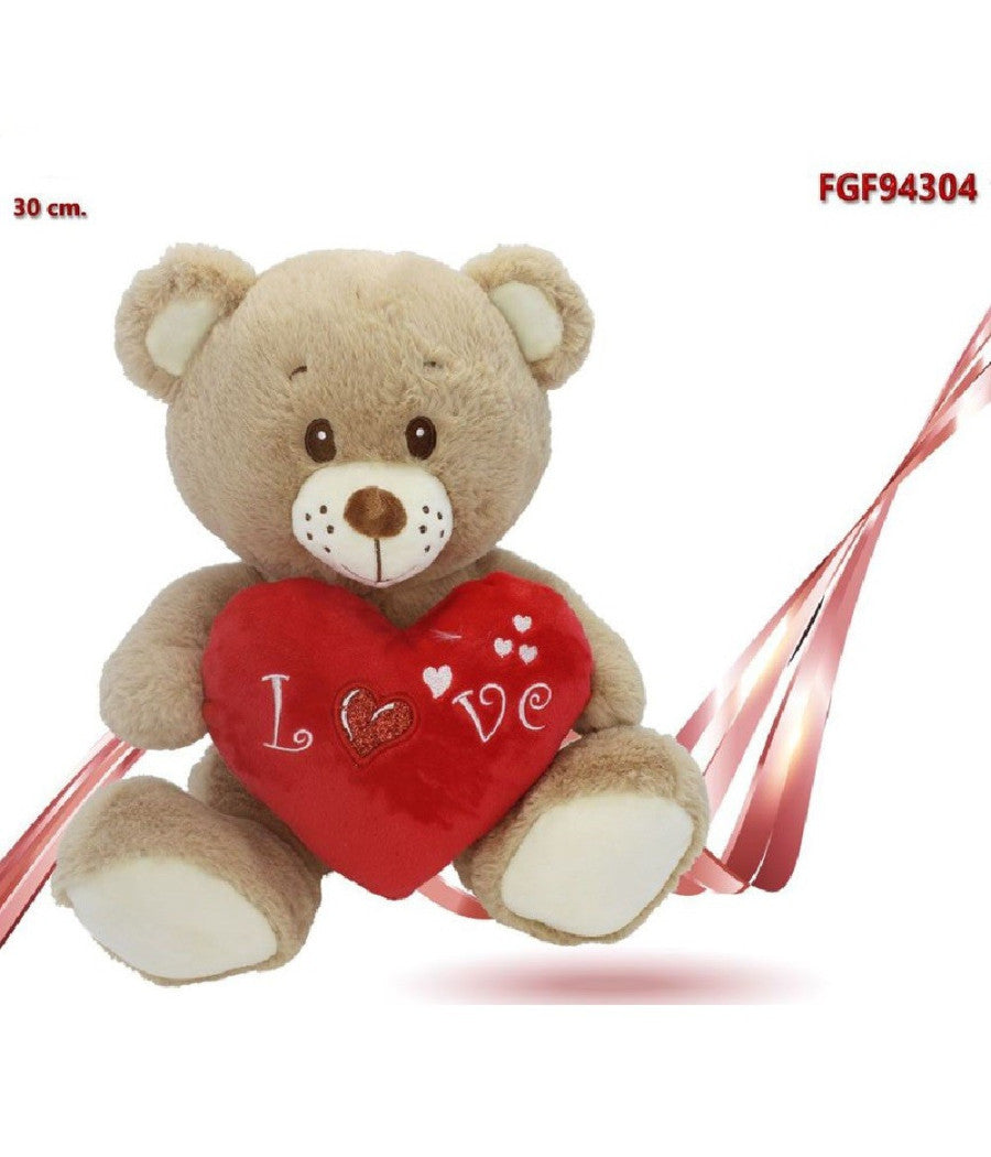 Orso In Peluche Con Cuore Rosso "love" 30 Cm Orsetto Pupazzo San Valentino 94304         