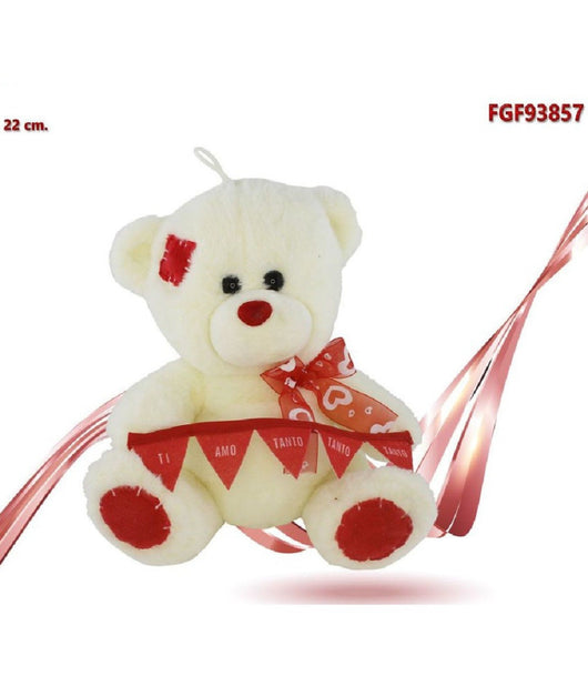 Orso In Peluche Fiocco Festone Ti Amo Tanto Tanto Tanto 22cm San Valentino 93857         