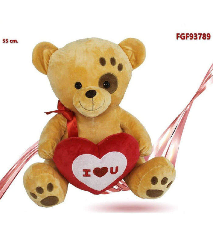 Orso Peluche 55 Cm Con Cuore Fiocco Rosso Impronta Su Occhio San Valentino 93789         