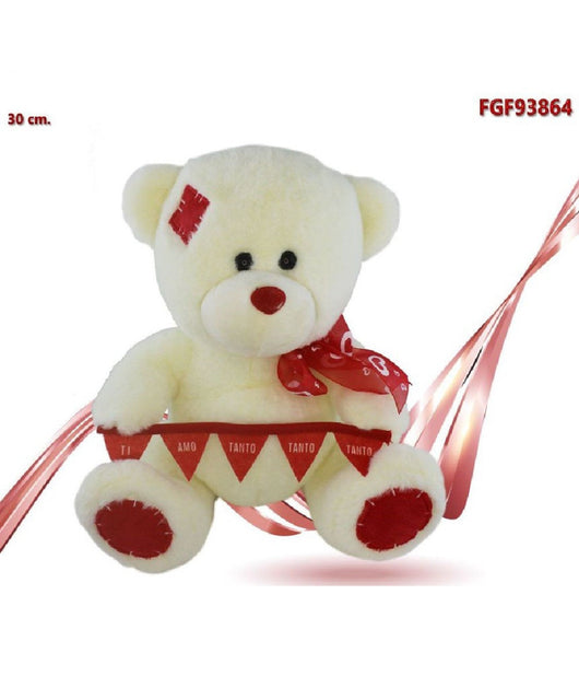 Orso Peluche Con Fiocco Festone Ti Amo Tanto Tanto Tanto 30cm San Valentino 93864         