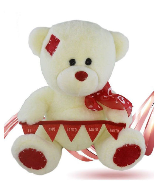 Orso Peluche Con Fiocco Festone Ti Amo Tanto Tanto Tanto 30cm San Valentino 93864         