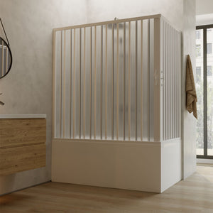 Box doccia sopravasca 70x150 in PVC h 150 a soffietto mod. Ortensia con apertura centrale