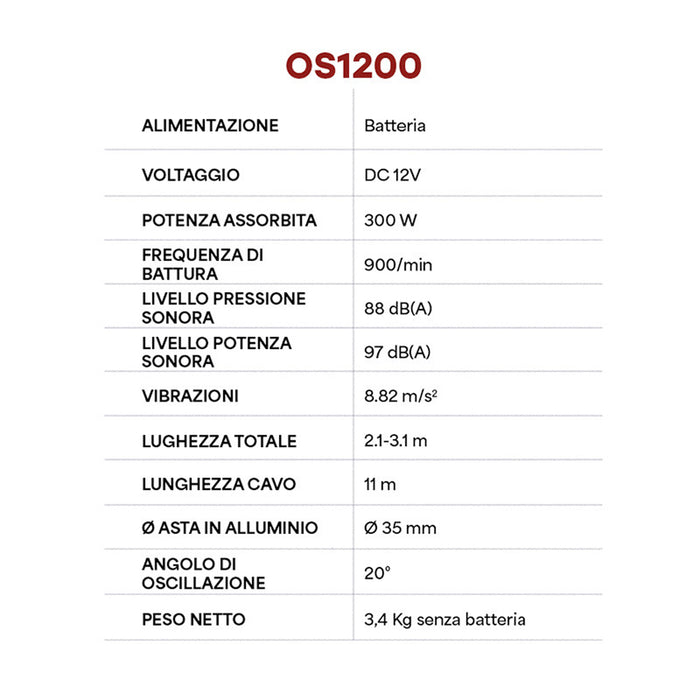 SCUOTIOLIVE SCUOTITORE OLIVE ABBACCHIATORE A BATTERIA 12V TELESCOPICO 2,1–3,1 m