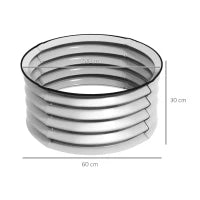 Set di 2 Letti per Orto Rialzati in Acciaio Galvanizzato con Fondo Aperto, Ø60x30cm, Argento