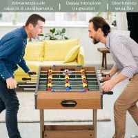 Calcio Balilla Pieghevole in Legno con 6 Aste, 18 Giocatori e Segnapunti, 69x37x70cm