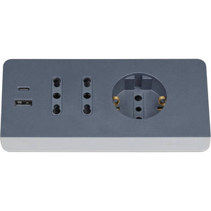 Bticino multipresa da scrivania con usb e presa schuko *** colore grigio, confezione 1