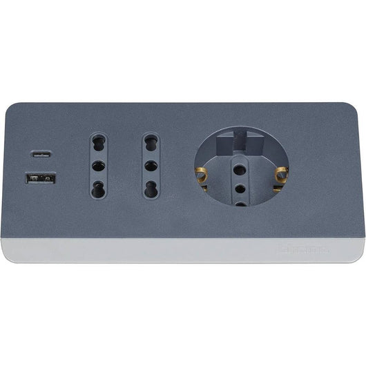 Bticino multipresa da scrivania con usb e presa schuko *** colore grigio, confezione 1