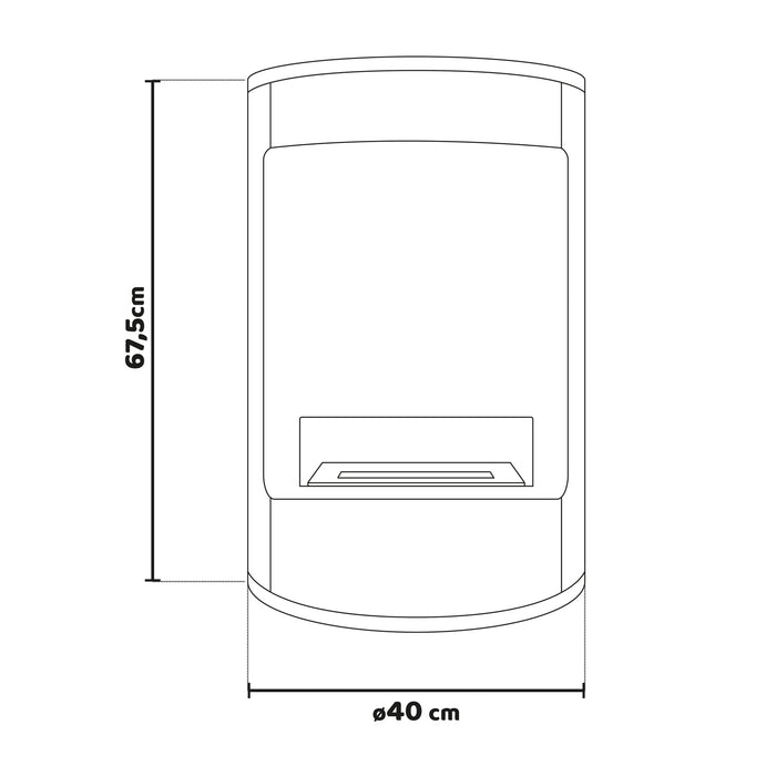 Ottaviano - Camino a bioetanolo da terra freestanding con doppio ripiano in legno melaminico, ø 40xH67,5 cm colore bianco