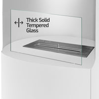 Ottaviano - Camino a bioetanolo da terra freestanding con doppio ripiano in legno melaminico, ø 40xH67,5 cm colore bianco