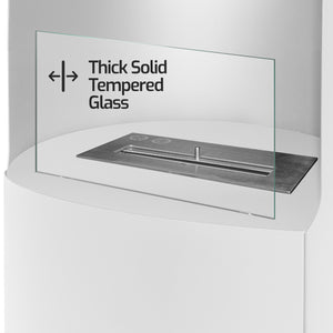 Ottaviano - Camino a bioetanolo da terra freestanding con doppio ripiano in legno melaminico, ø 40xH67,5 cm colore bianco