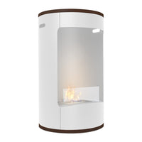 Ottaviano - Camino a bioetanolo da terra freestanding con doppio ripiano in legno melaminico, ø 40xH67,5 cm colore bianco