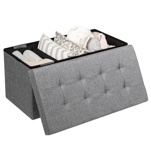 Ottomana salvaspazio pieghevole da 80 cm, Cassapanca per giocattoli con contenitore rimovibile Grigio chiaro-Sgabelli