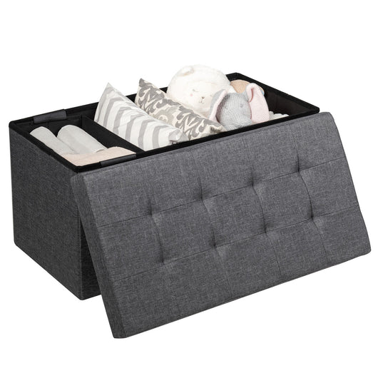 Ottomana salvaspazio pieghevole da 80 cm, Cassapanca per giocattoli con contenitore rimovibile Grigio scuro-Sgabelli