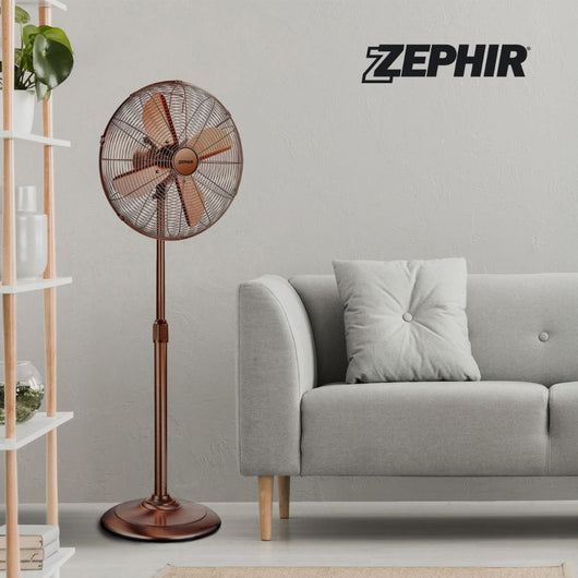 Ventilatore a piantana vintage zephir pfvf41br 40 cm 3 velocità e oscillazione