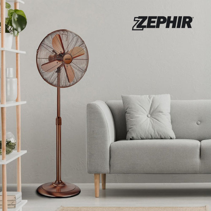 Ventilatore a piantana vintage zephir pfvf41br 40 cm 3 velocità e oscillazione