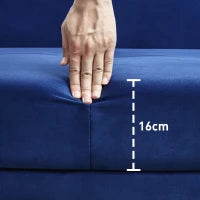 Divano Letto Clic Clac con Schienale Regolabile e 2 Cuscini, in Tessuto Effetto Velluto, 215x83x87 cm, Blu