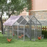 Pollaio recinto per galline, accessibile, resistente alle intemperie, 280 x 185,5 x 188 cm, Grigio