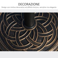 Base per Ombrellone Rotonda da 12kg in Resina con Decorazione, per Pali da 38mm e 48mm, Φ45x33cm, Bronzo