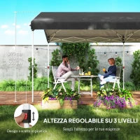 Gazebo Pieghevole Pop Up 6x3 m, UPF50+ con Altezza Regolabile e Borsa di Trasporto, Grigio Scuro