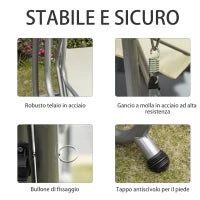 Dondolo Letto da Giardino 3 Posti con Tetto Regolabile e 2 Portabicchieri, 200x120x164 cm, Crema