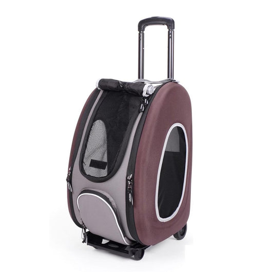 Trolley per cani e gatti 3 in 1 zaino & borsa max 8 kg pet rolling colore marrone