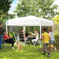Gazebo Pieghevole con Corde e Picchetti da Giardino Tessuto Oxford 2.95x2.95M Bianco